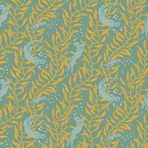 Otters Mid Blue by Birch Fabrics  - Organic Cotton Poplin