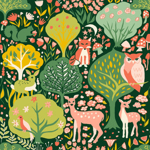 Amour Vert Twilit Forest Vert by Monaluna  - Organic Cotton Poplin