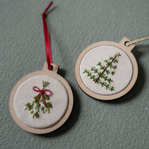 Hand embroidered holiday ornament
